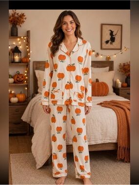 Tahari Pumpkin pajama set